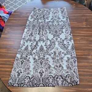 Cato Black & White Paisley Maxi Skirt